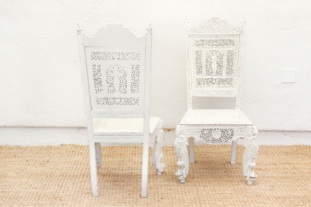 Pair of Beautifully Carved Anglo-Indian Chairs
