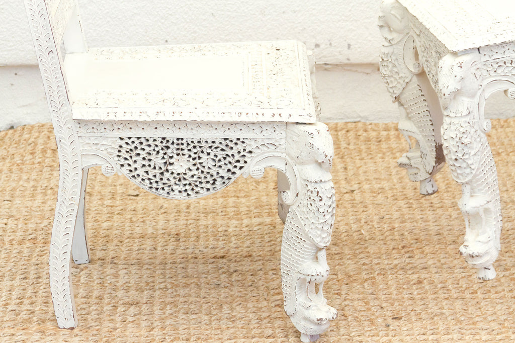 Pair of Beautifully Carved Anglo-Indian Chairs
