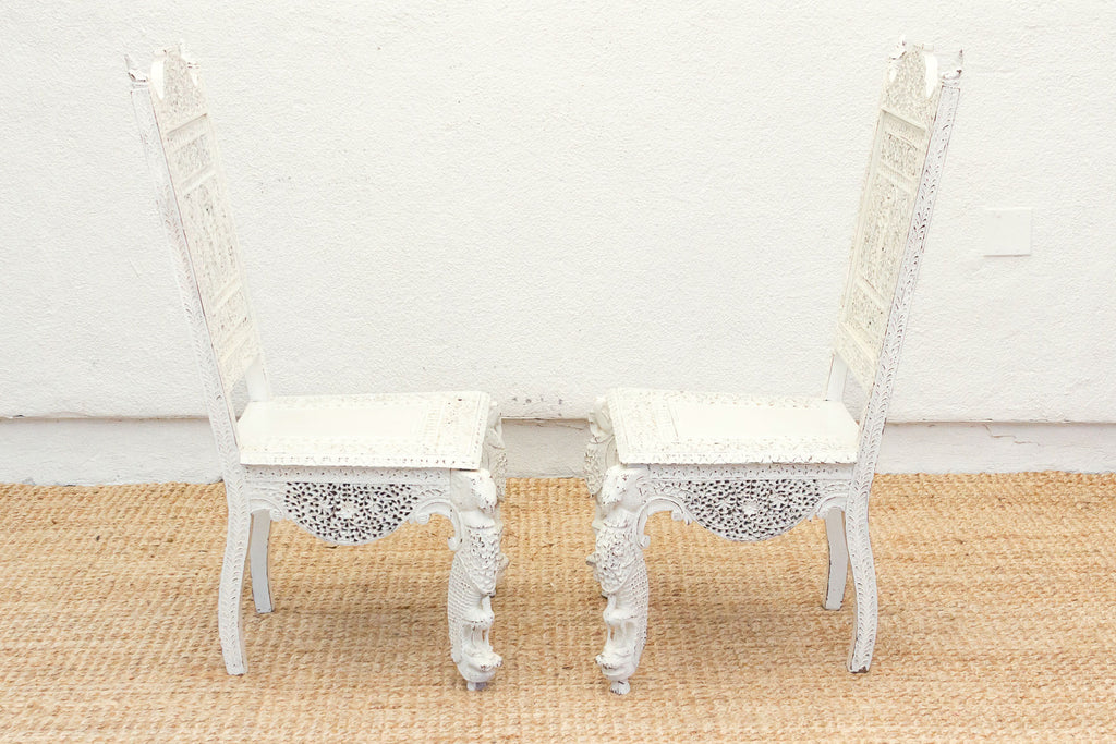 Pair of Beautifully Carved Anglo-Indian Chairs