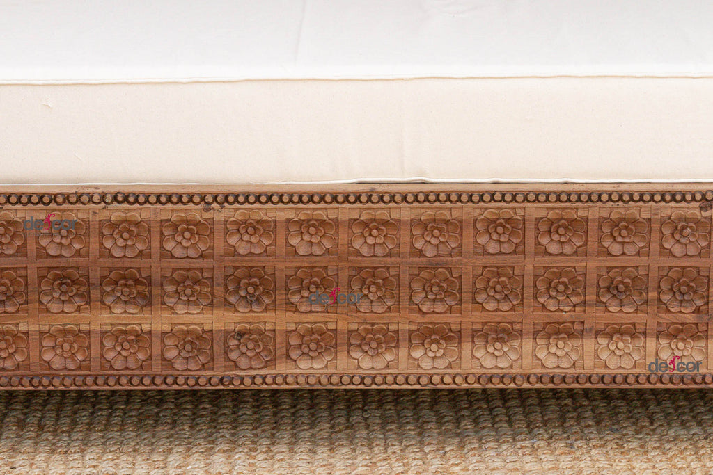 Monumental Reclaimed Teak Floral Jali Canopy Daybed (Trade)