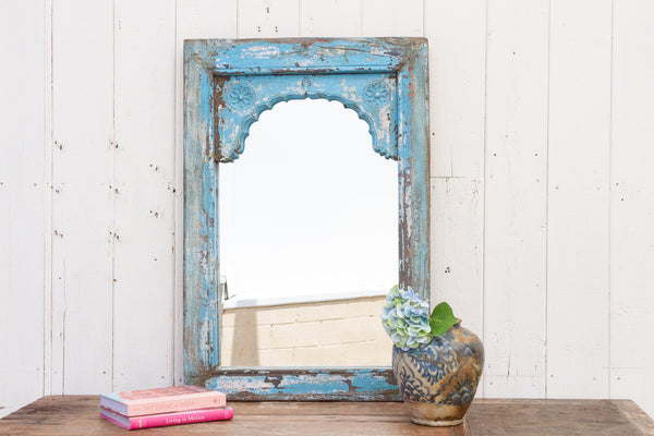 Blue Arched Frame Mirror