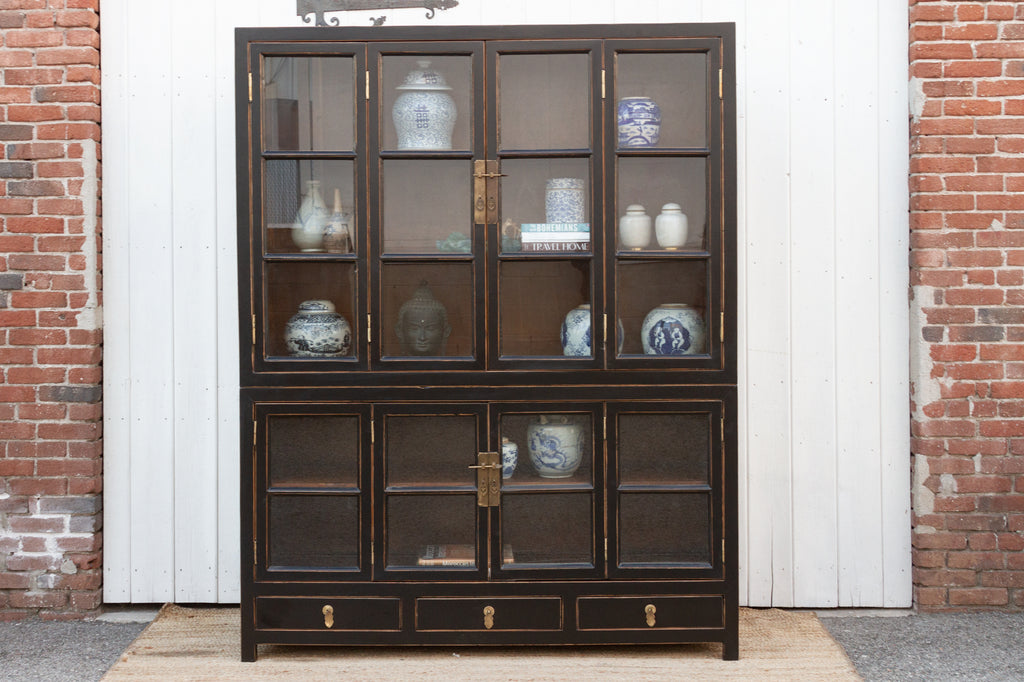 Elegant Black Display Glass Cabinet