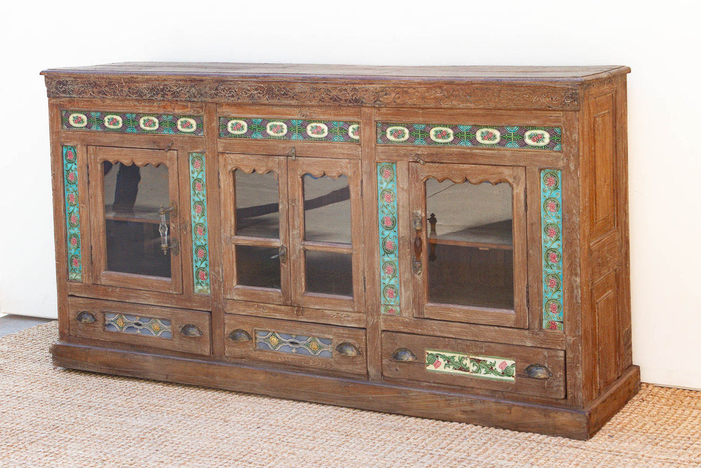 Antique Indo-Portuguese Tile Colonial Sideboard