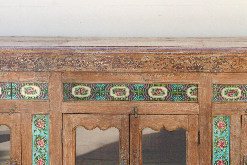 Antique Indo-Portuguese Tile Colonial Sideboard