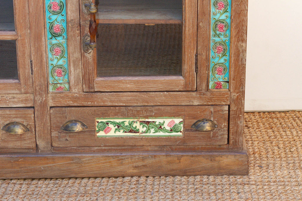 Antique Indo-Portuguese Tile Colonial Sideboard