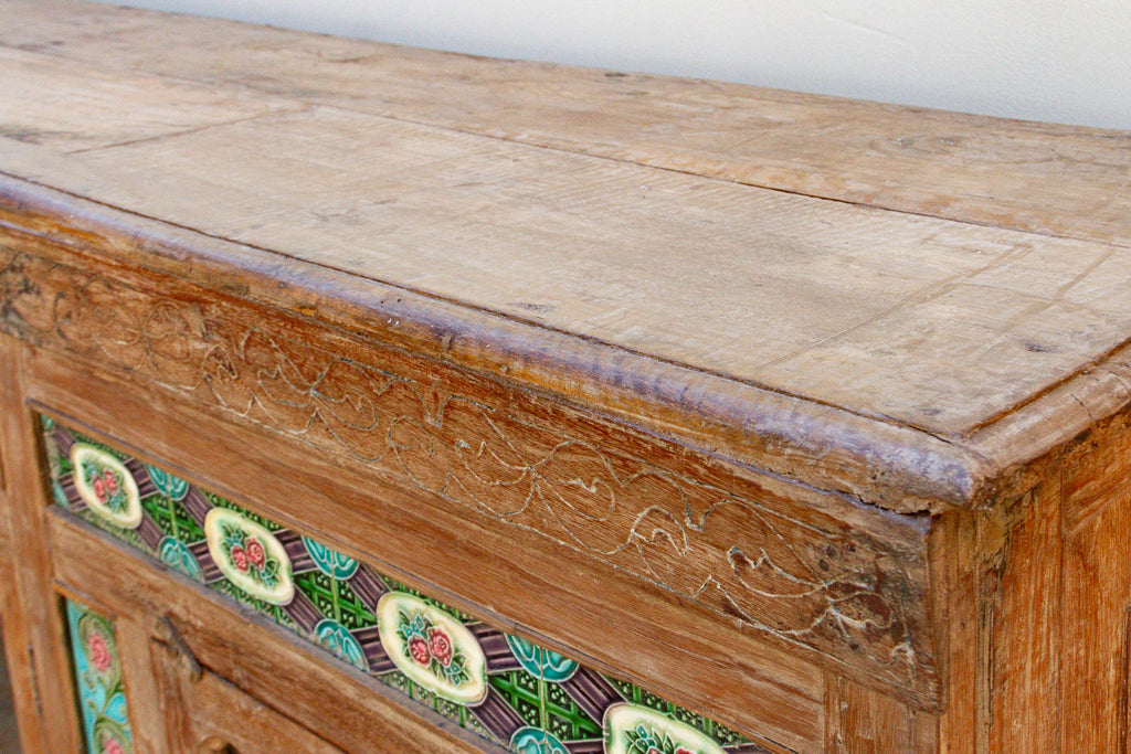 Antique Indo-Portuguese Tile Colonial Sideboard