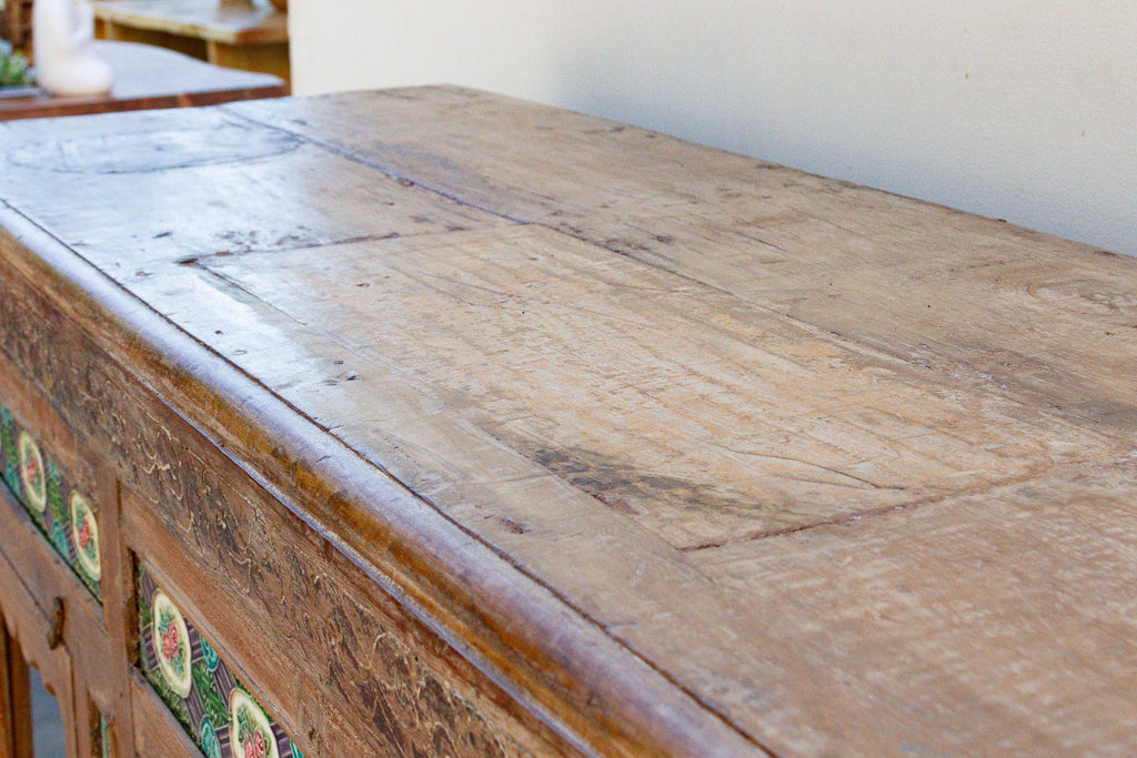 Antique Indo-Portuguese Tile Colonial Sideboard