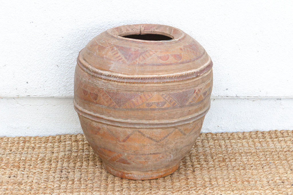 Hand- Etched African Terracotta Floor Planter