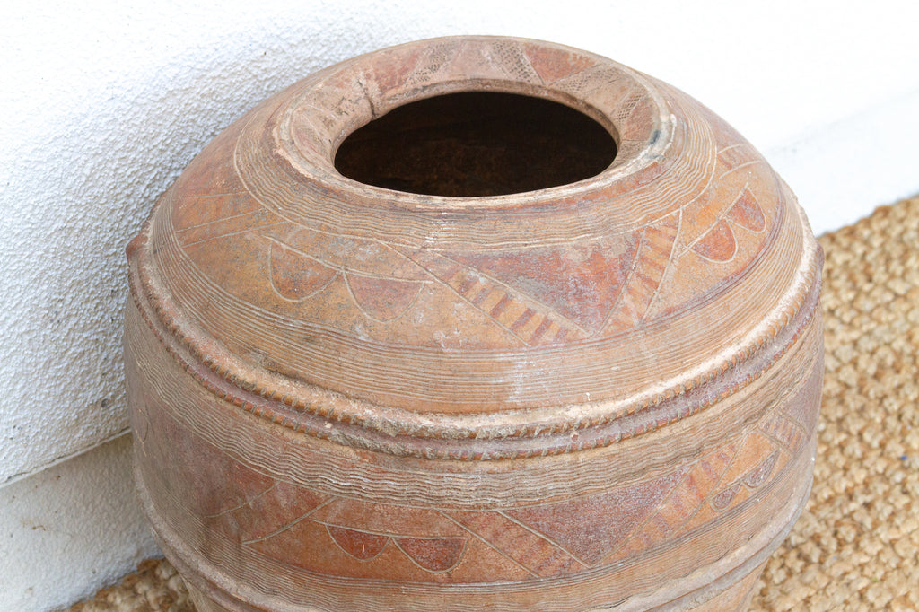 Hand- Etched African Terracotta Floor Planter