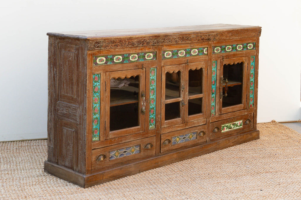 Antique Indo-Portuguese Tile Colonial Sideboard
