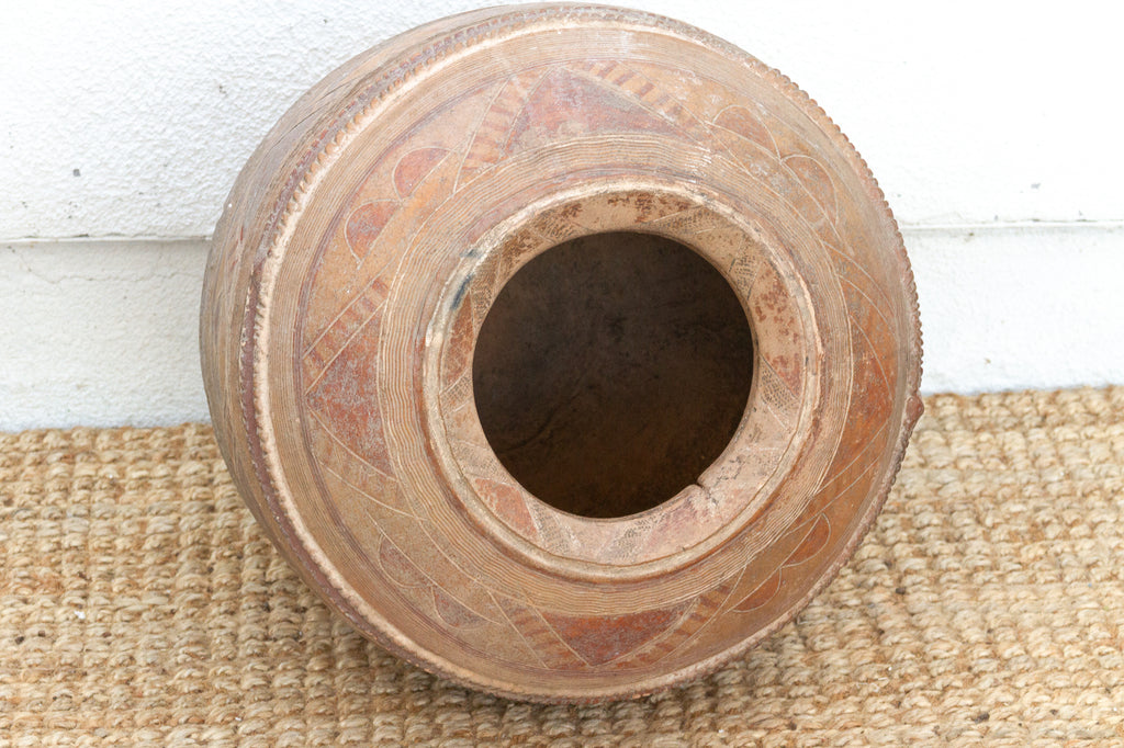 Hand- Etched African Terracotta Floor Planter