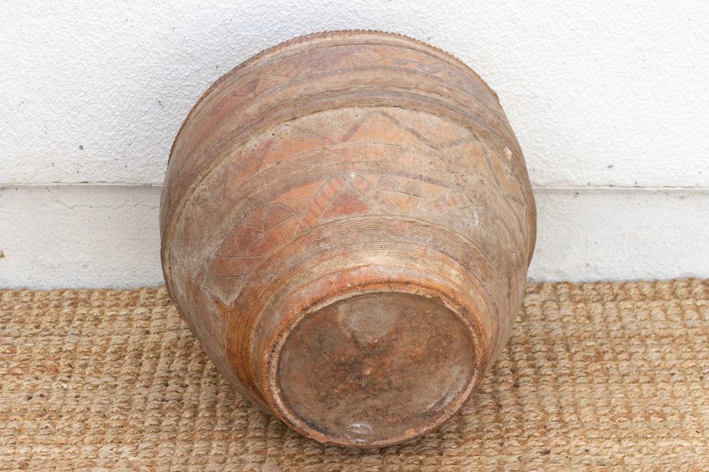 Hand- Etched African Terracotta Floor Planter