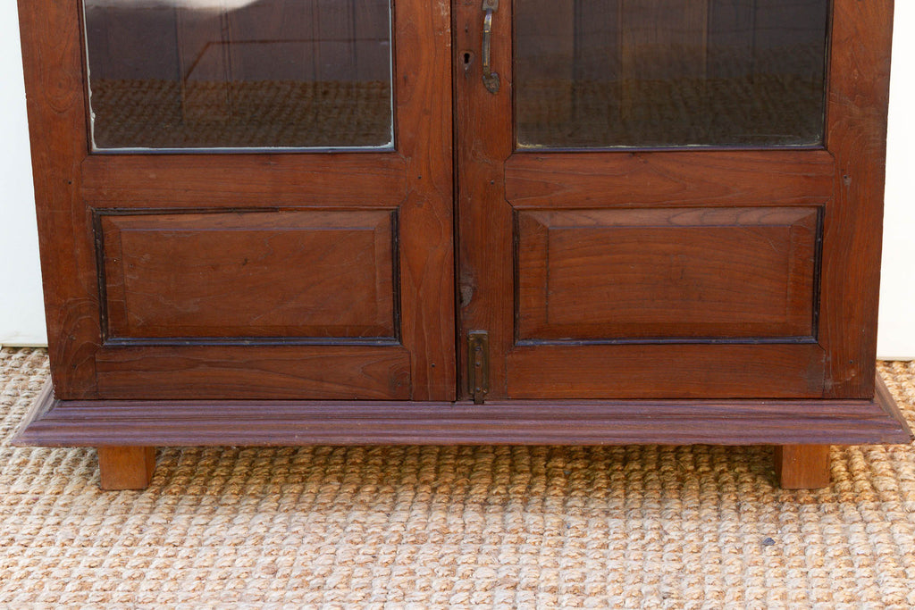 Antique Colonial Lift-Top Glass Malabar Cabinet