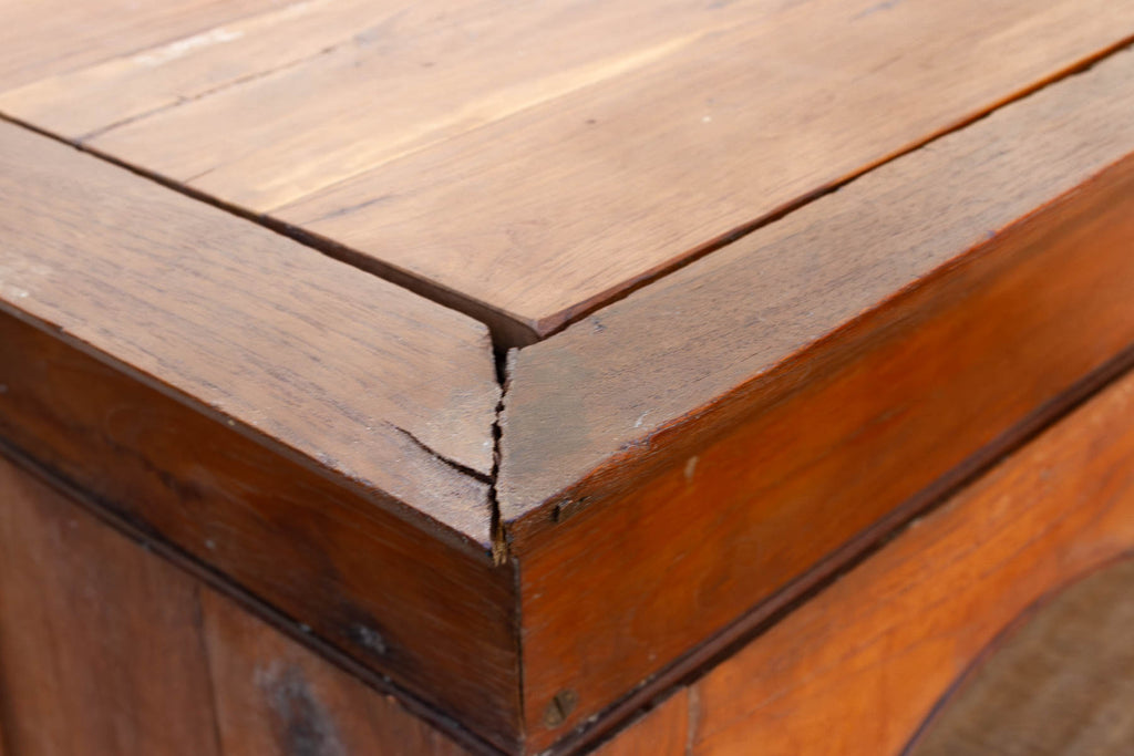 Antique Colonial Lift-Top Glass Malabar Cabinet