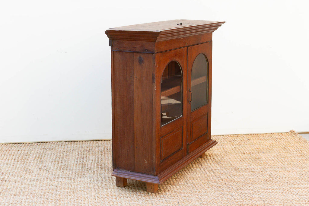 Antique Colonial Lift-Top Glass Malabar Cabinet