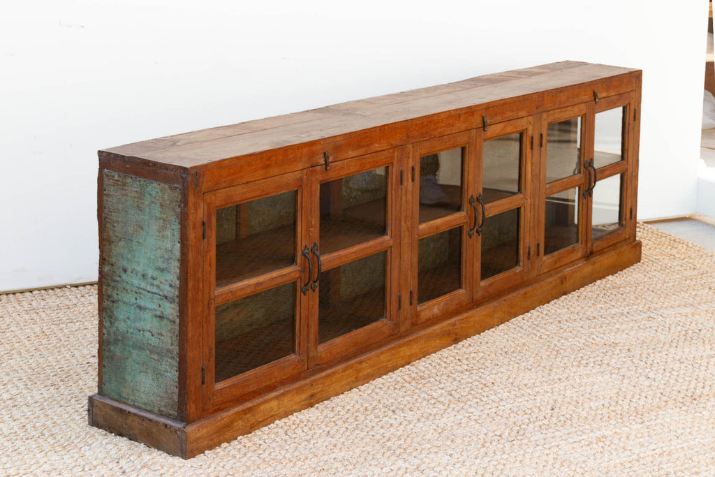 Antique Long Malabar Teak Colonial Cabinet