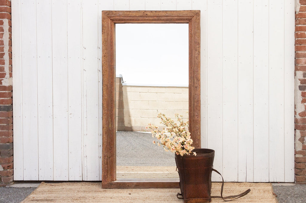 Tribal Floral Carved Mirror