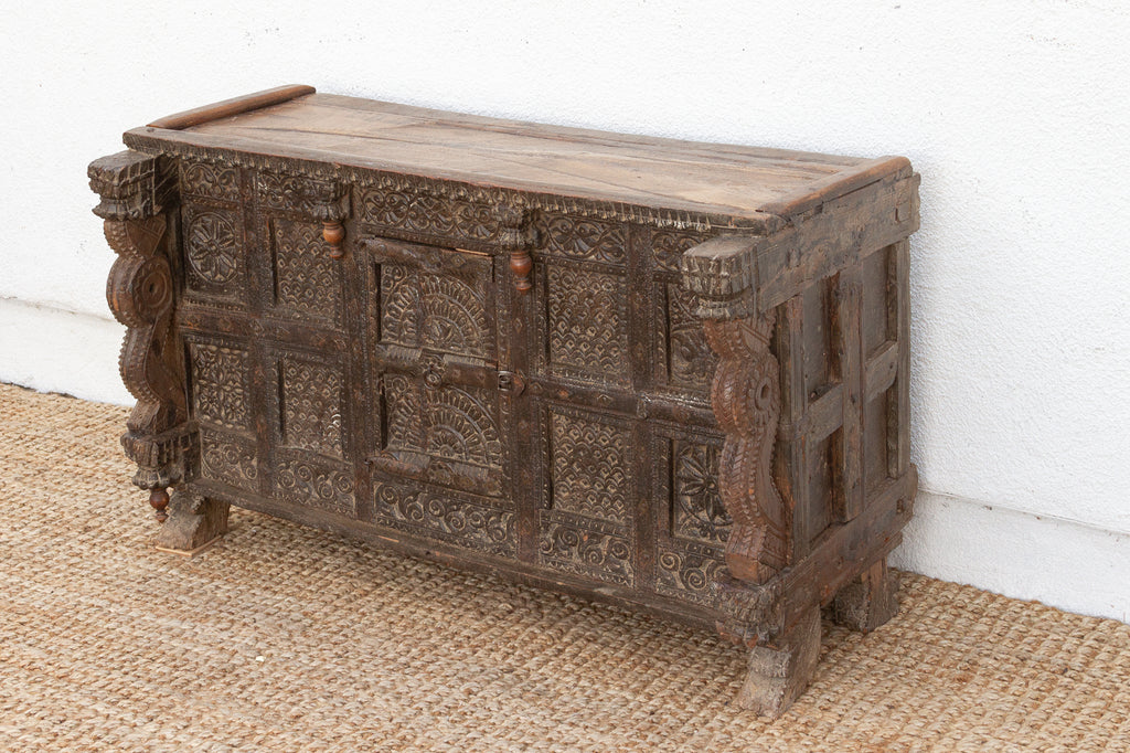 Finely Carved Antique Indian Damachiya Cabinet