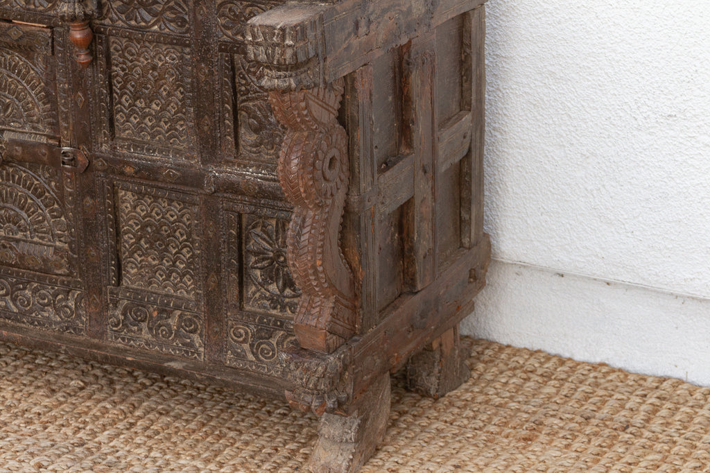 Finely Carved Antique Indian Damachiya Cabinet