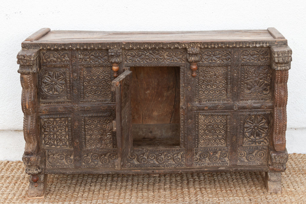 Finely Carved Antique Indian Damachiya Cabinet