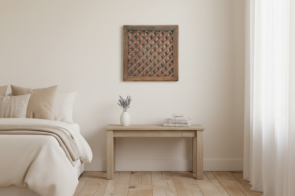 Antique Carved Lattice Mirror