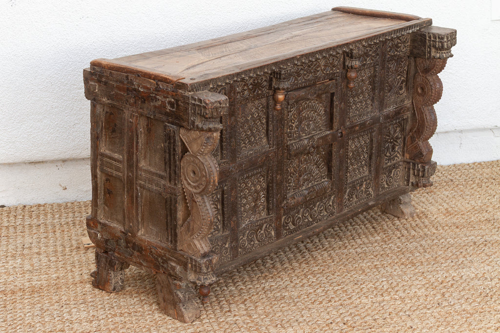 Finely Carved Antique Indian Damachiya Cabinet