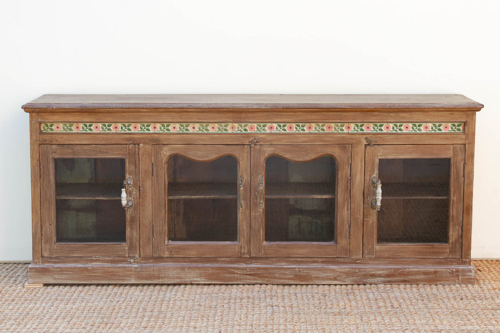 Early 20th Century Scalloped Tile & Glass Colonial Console