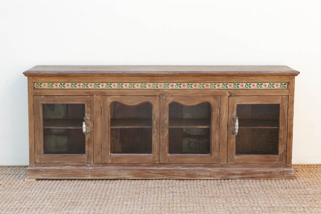 Early 20th Century Scalloped Tile & Glass Colonial Console