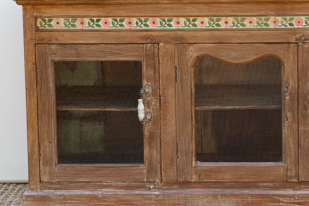 Early 20th Century Scalloped Tile & Glass Colonial Console