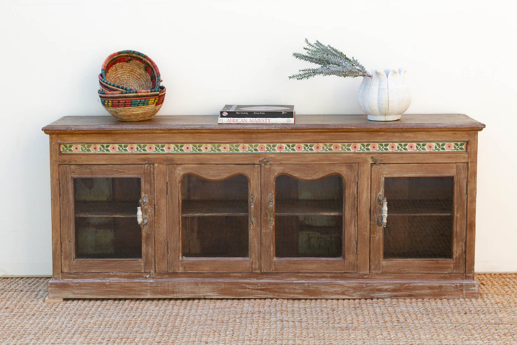 Early 20th Century Scalloped Tile & Glass Colonial Console