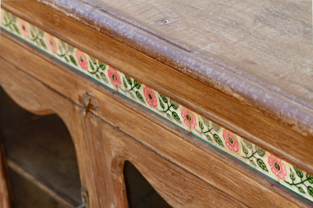 Early 20th Century Scalloped Tile & Glass Colonial Console