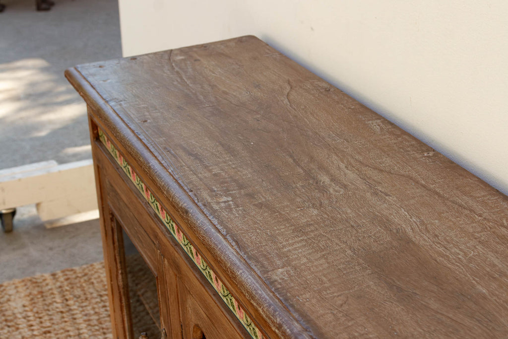 Early 20th Century Scalloped Tile & Glass Colonial Console