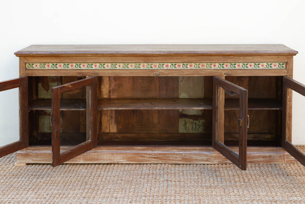 Early 20th Century Scalloped Tile & Glass Colonial Console