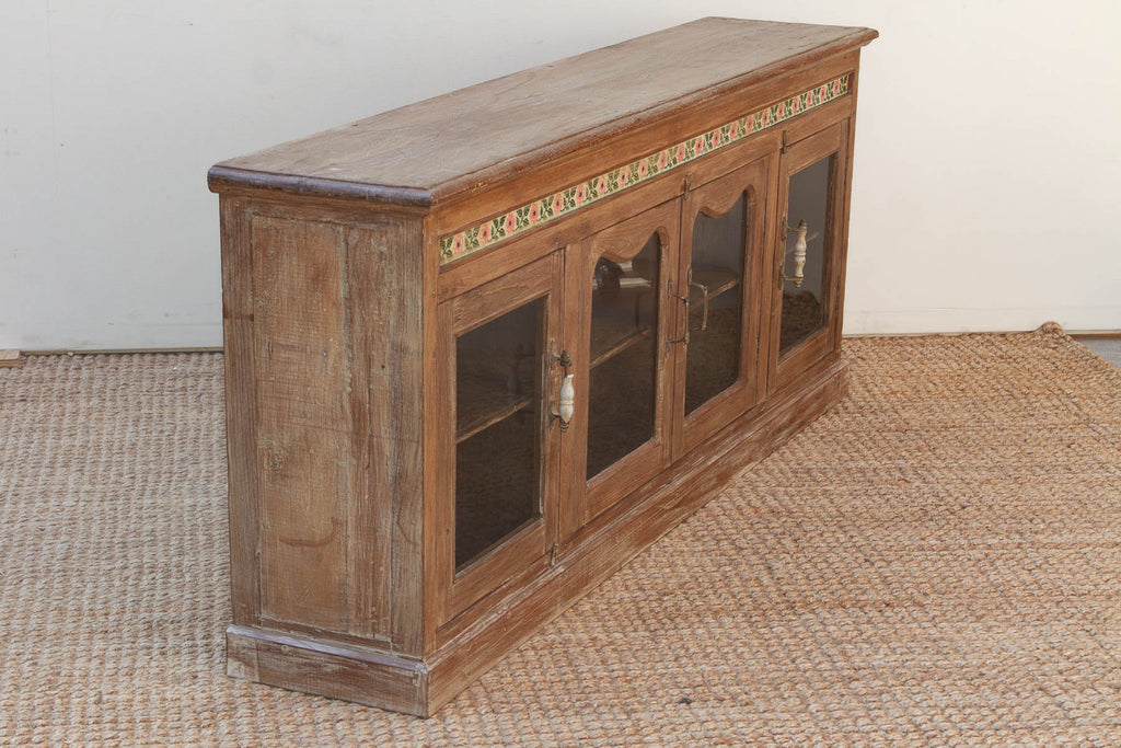 Early 20th Century Scalloped Tile & Glass Colonial Console