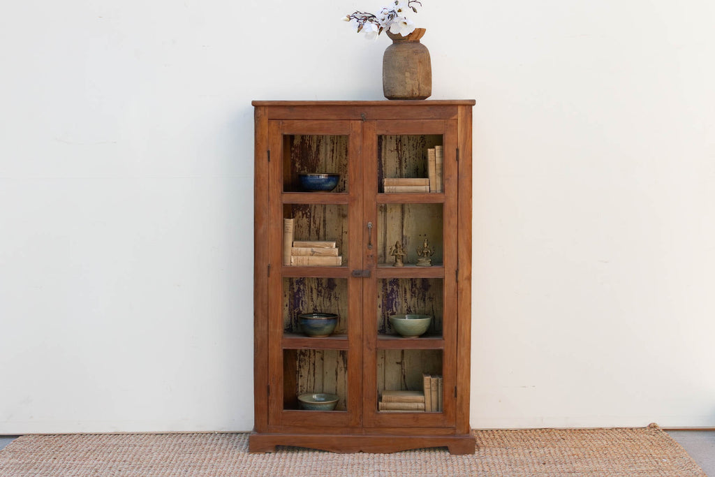 Vintage Colonial Scholar's Vitrine Teak Bookcase