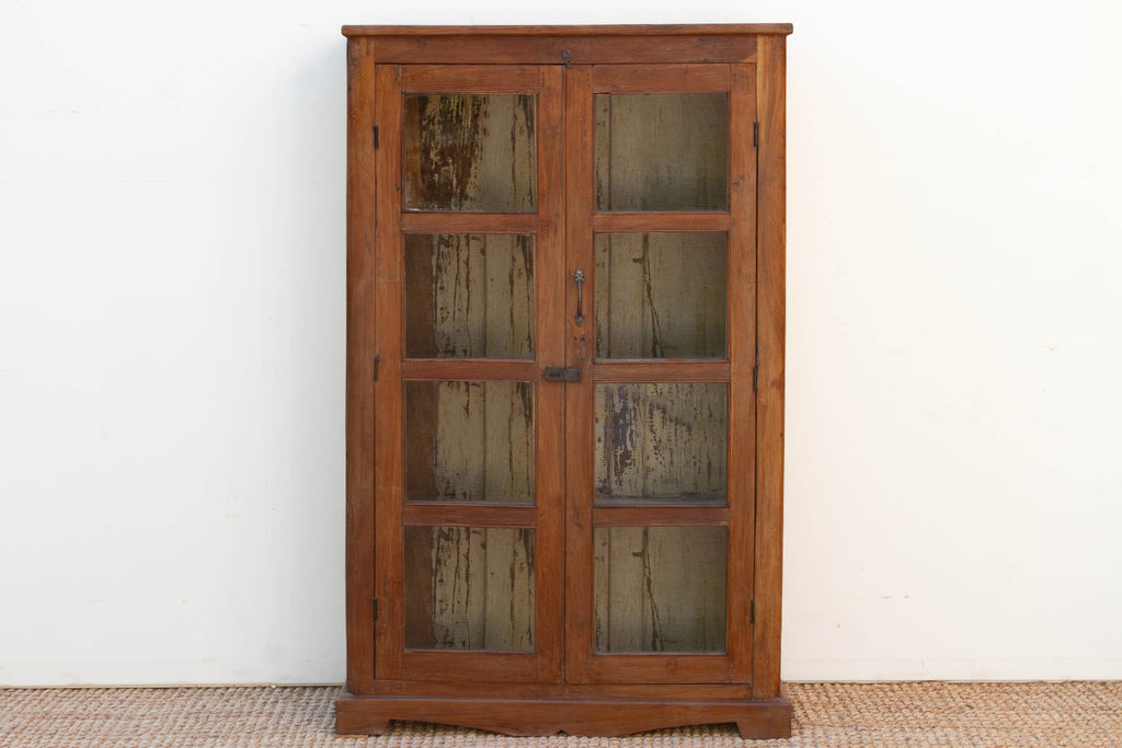 Vintage Colonial Scholar's Vitrine Teak Bookcase