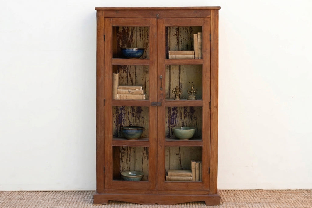 Vintage Colonial Scholar's Vitrine Teak Bookcase