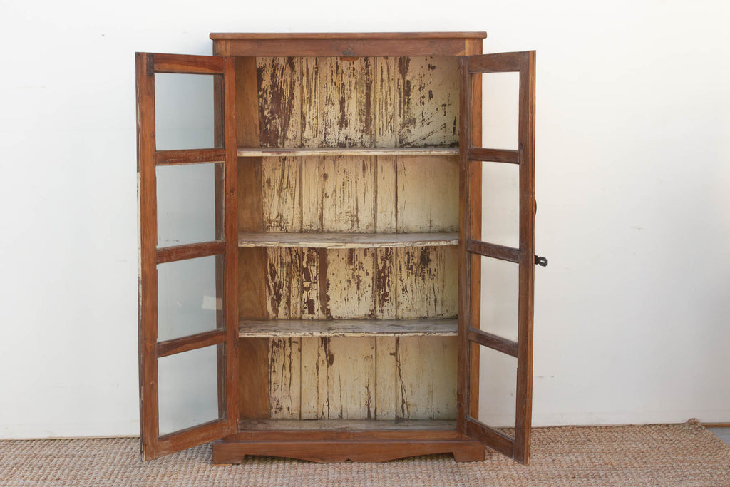 Vintage Colonial Scholar's Vitrine Teak Bookcase