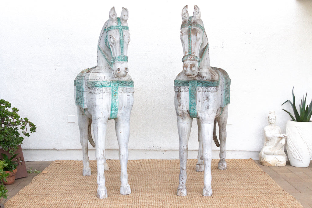 The Rajasthani Guardians, Pair of Indian Ceremonial Wood Horses