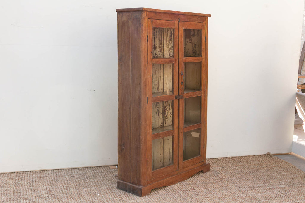 Vintage Colonial Scholar's Vitrine Teak Bookcase