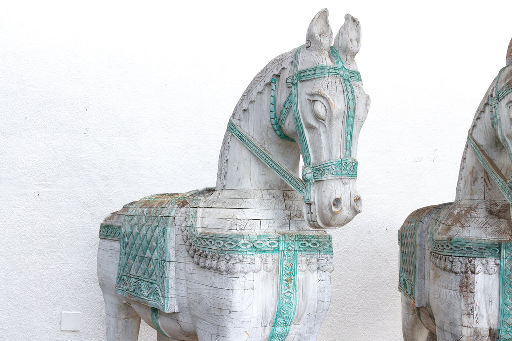 The Rajasthani Guardians, Pair of Indian Ceremonial Wood Horses