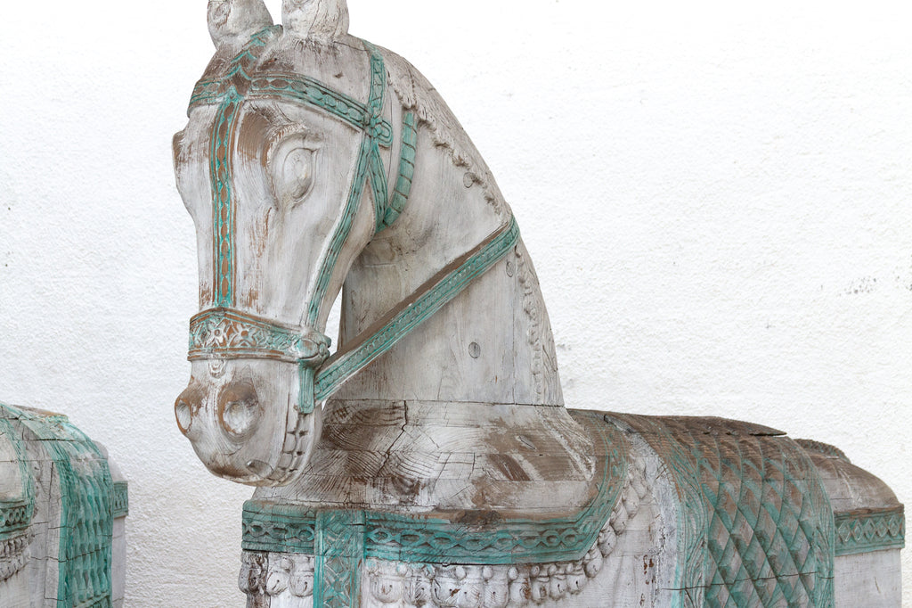 The Rajasthani Guardians, Pair of Indian Ceremonial Wood Horses