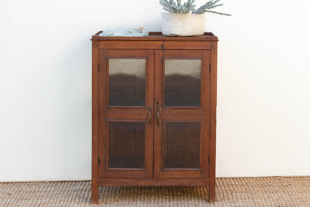Antique Colonial Three-Sided Glass Cabinet