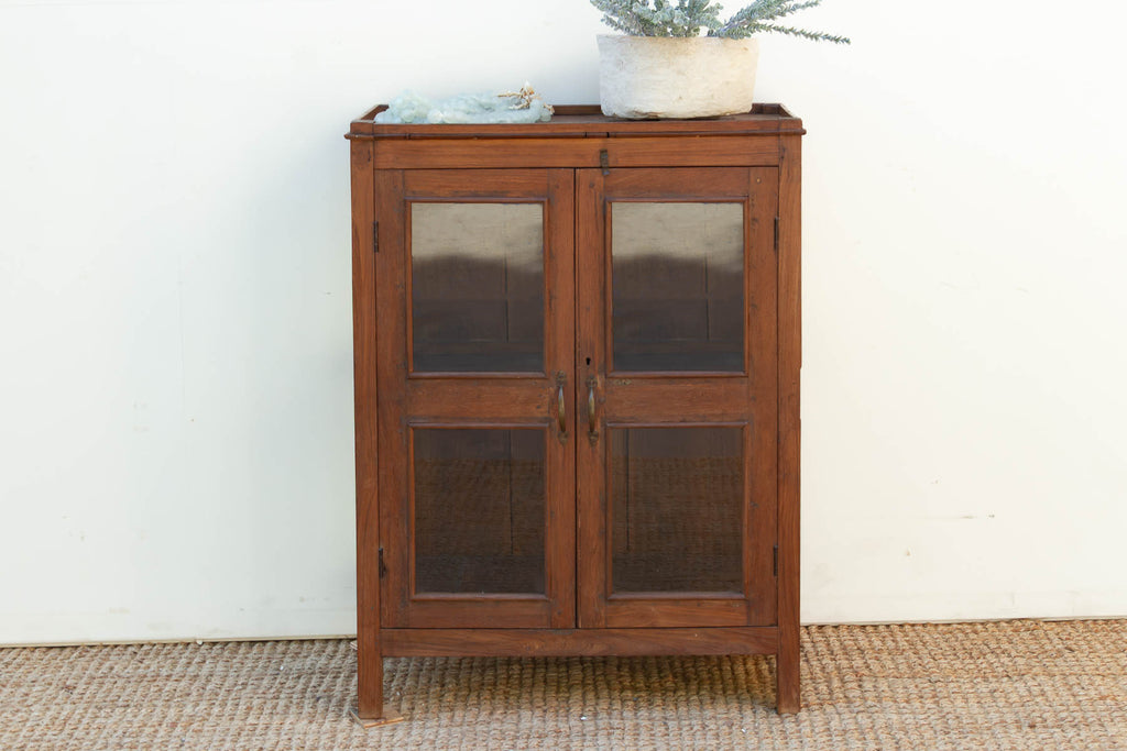 Antique Colonial Three-Sided Glass Cabinet