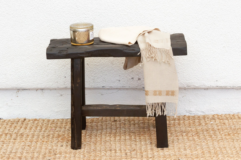 Blackened Japandi Stool End Table