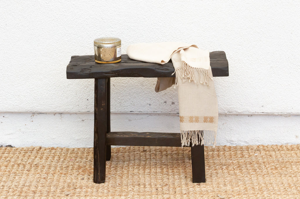 Blackened Japandi Stool End Table