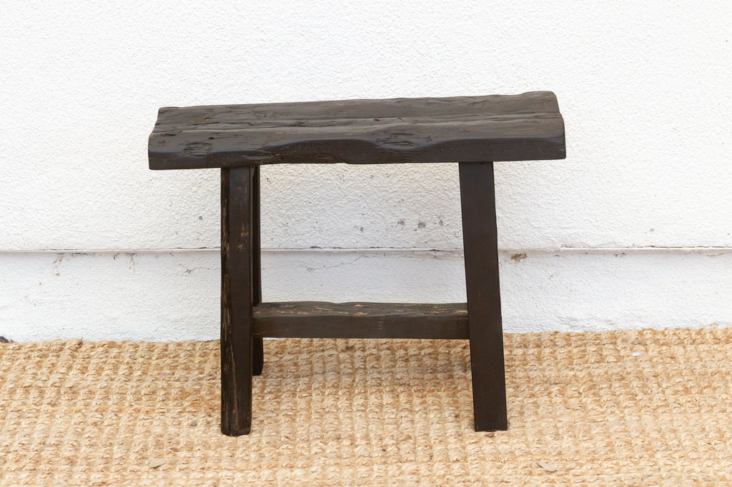 Blackened Japandi Stool End Table