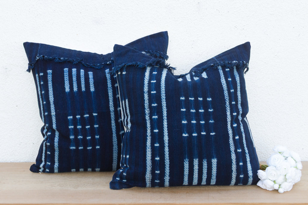 Deep Indigo, Pair of Vintage African Indigo Pillow