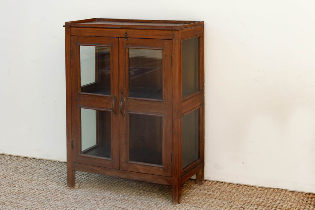 Antique Colonial Three-Sided Glass Cabinet