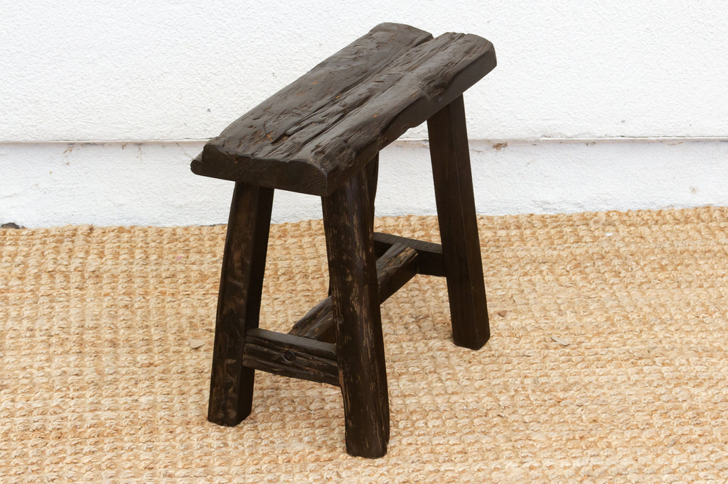 Blackened Japandi Stool End Table